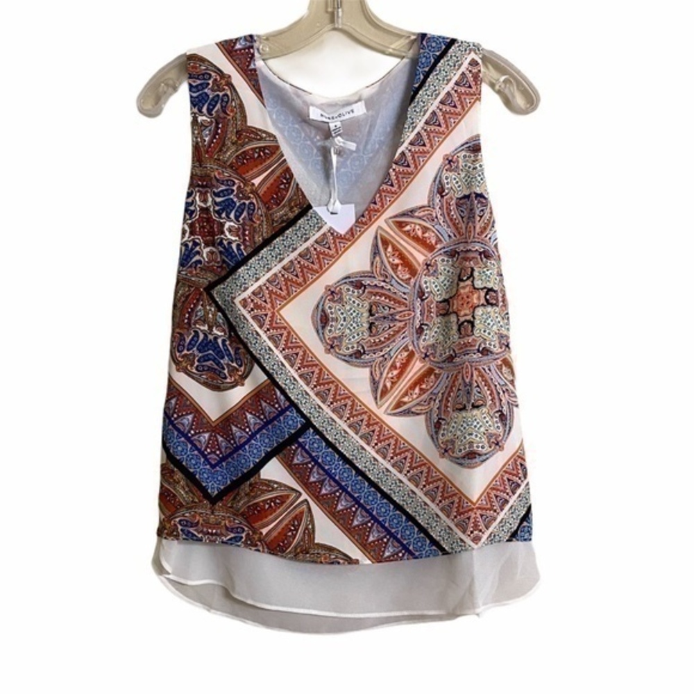 Rose + Olive 2 Layer Lagenlook Tank Top S NWT